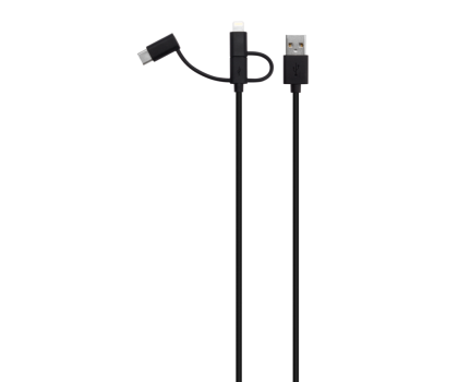 Kabel Xqisit KABEL USB - micro-USB/Lightning/USB-C 1M XQISIT czarny #